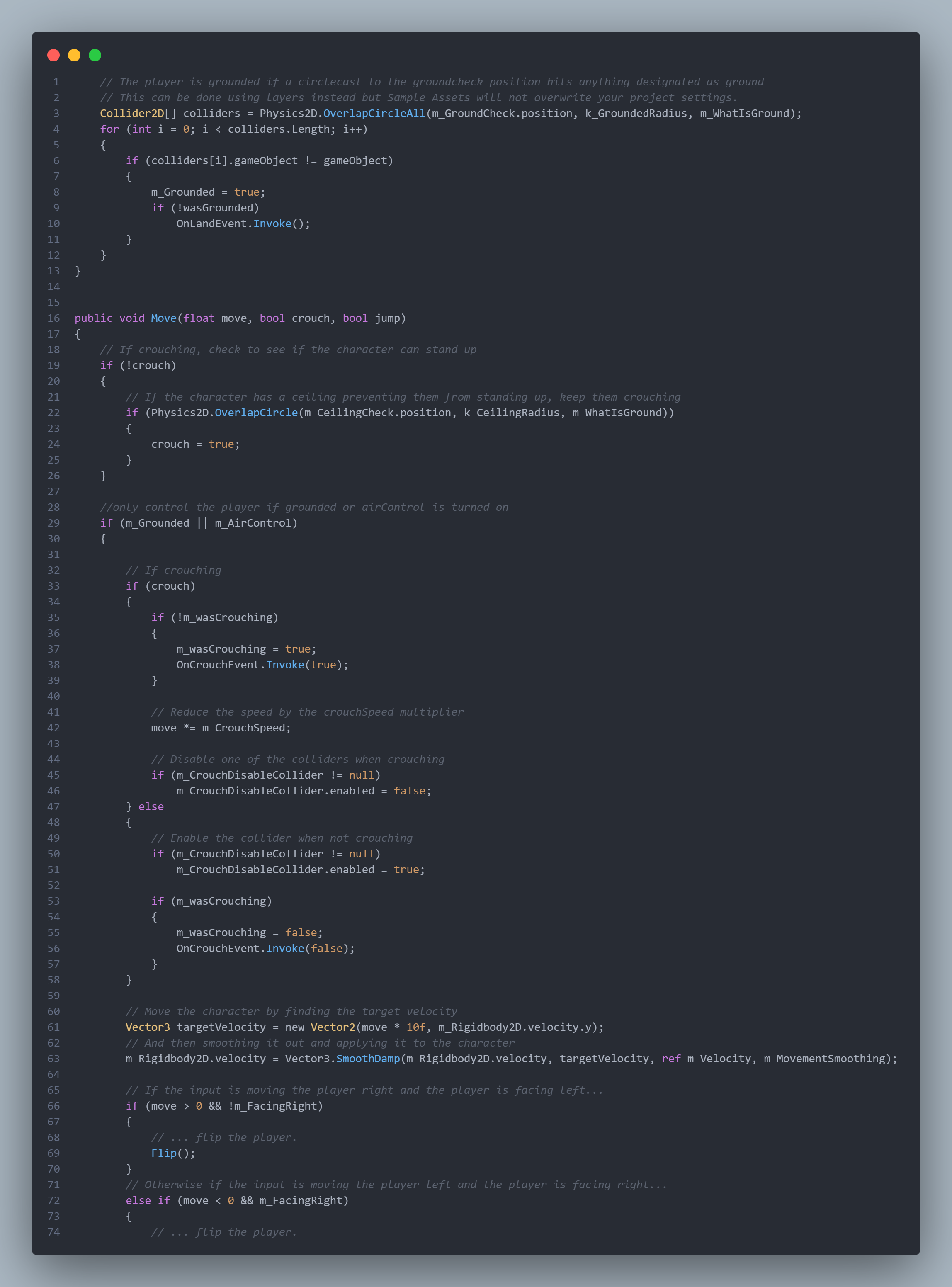 Some code from the game
